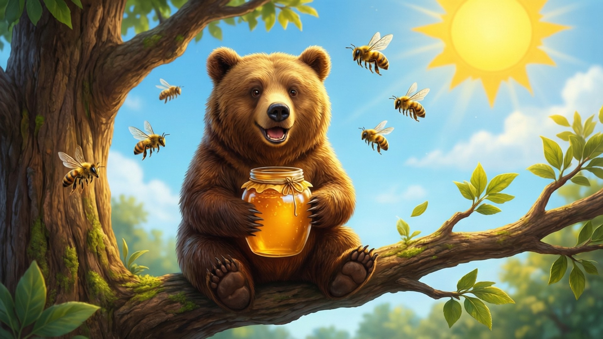 Bear's Honey Day by Wallpapers.art Studio