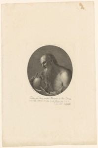 Bebaarde man met schedel in de hand