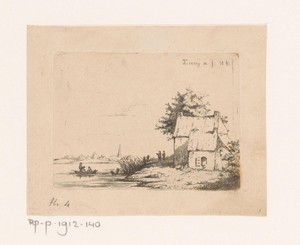 Bebouwing langs de Schelde en een roeiboot op de rivier