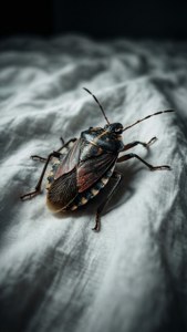 Bed Bug on Sheet Monochrome