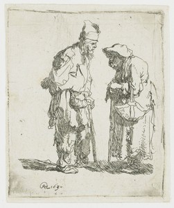 Bedelaar en bedelares in gesprek