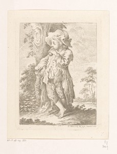Bedeljongen bij de boom