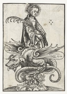 Beeld van heilige Margaretha en draak