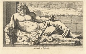 Beeld van Neptunus bij fontein op het Capitool te Rome