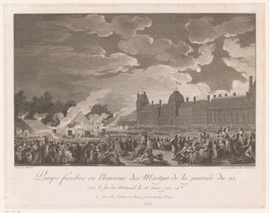 Begrafenisstoet in de Jardin des Tuileries te Parijs