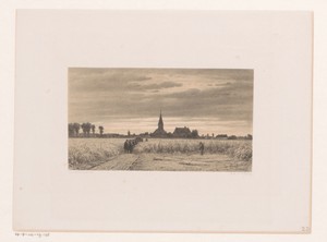 Begrafenisstoet in een korenveld