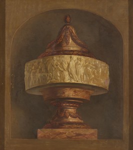 Behangselschildering met siervaas