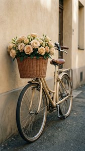 Beige Bicycle with Flowers