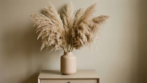 Beige Pampas Grass Vase