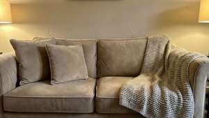 Beige Suede Sofa