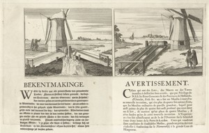 Bekendmaking van een nieuw soort watermolen, ca. 1691