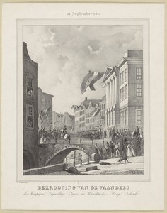 Bekroning van de vaandels der kompagnie Vrijwillige Jagers der Utrechtsche Hooge School op 21 september 1831