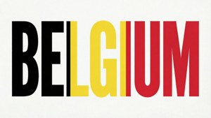 Belgium Text with Flag Pattern