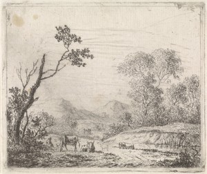Bergachtig landschap met grazend vee