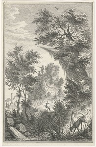 Bergachtig landschap met herten