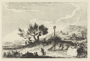 Bergachtig landschap met wandelaars