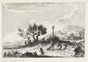 Bergachtig landschap met wandelaars