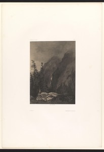 Berglandschap met bomen en waterval