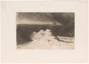 Berglandschap met donkere wolken