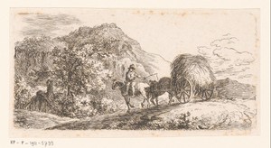 Berglandschap met een hooiwagen
