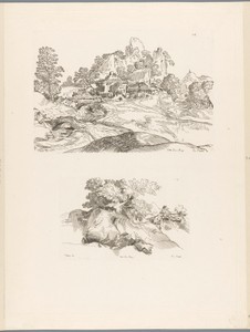 Berglandschap met huizen aan de voet van een berg