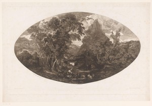 Berglandschap met rustende figuren