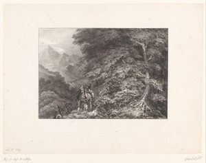 Berglandschap met twee guerrillastrijders in een hinderlaag