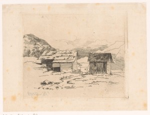 Berglandschap met twee huizen