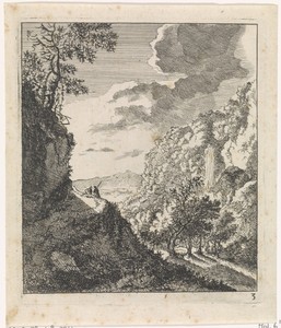 Berglandschap met twee zittende figuren