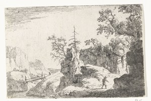 Berglandschap met wandelaar