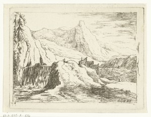 Berglandschap met waterval
