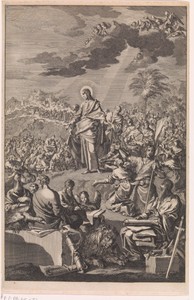 Bergrede met Christus en de vier evangelisten