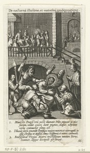 Bespotting van Christus en Christus voor Kajafas