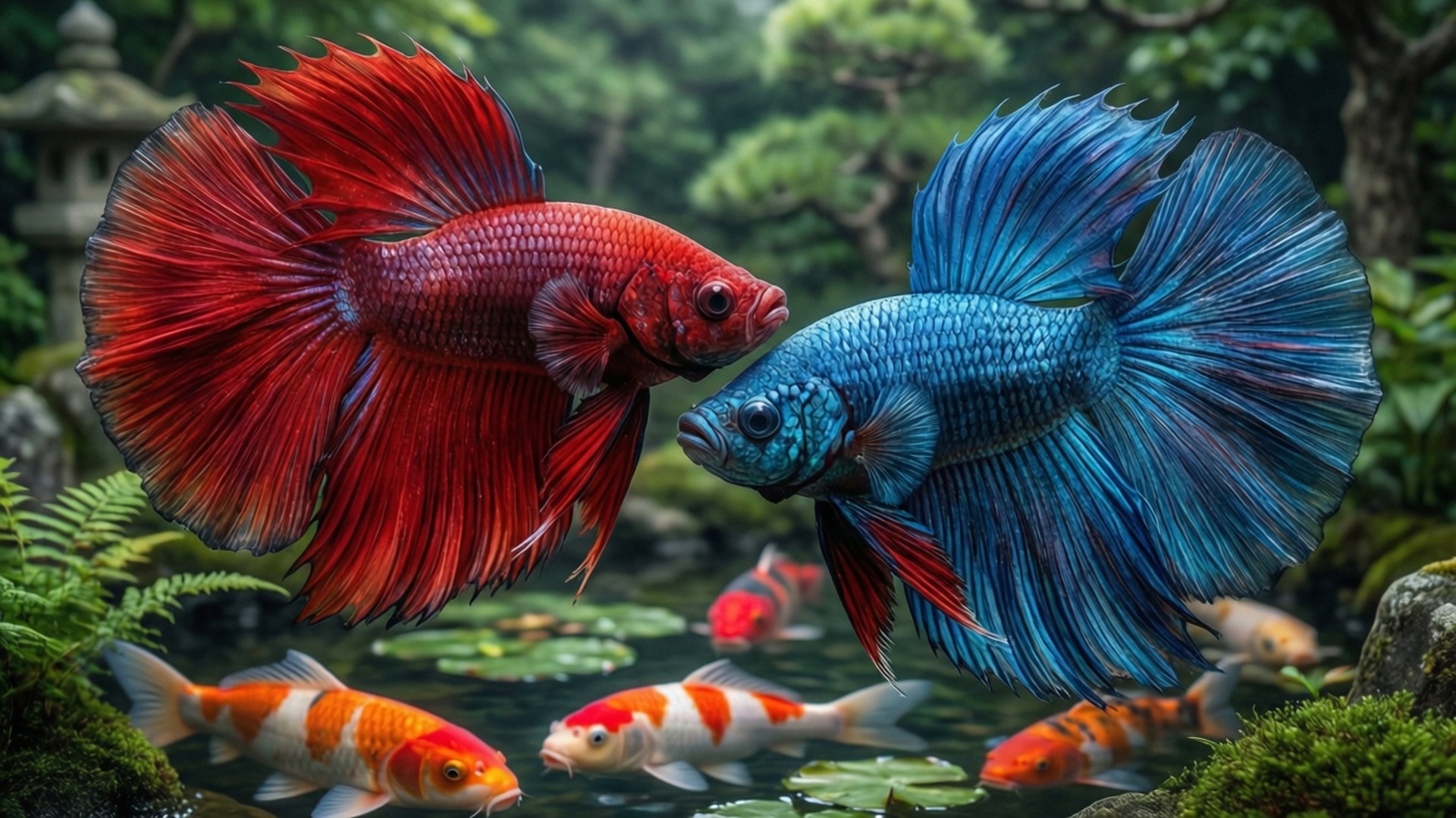 Betta and Koi Harmony by Wallpapers.art Studio