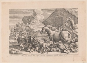 Bevel van de engel aan Noach om de dieren in de ark te leiden