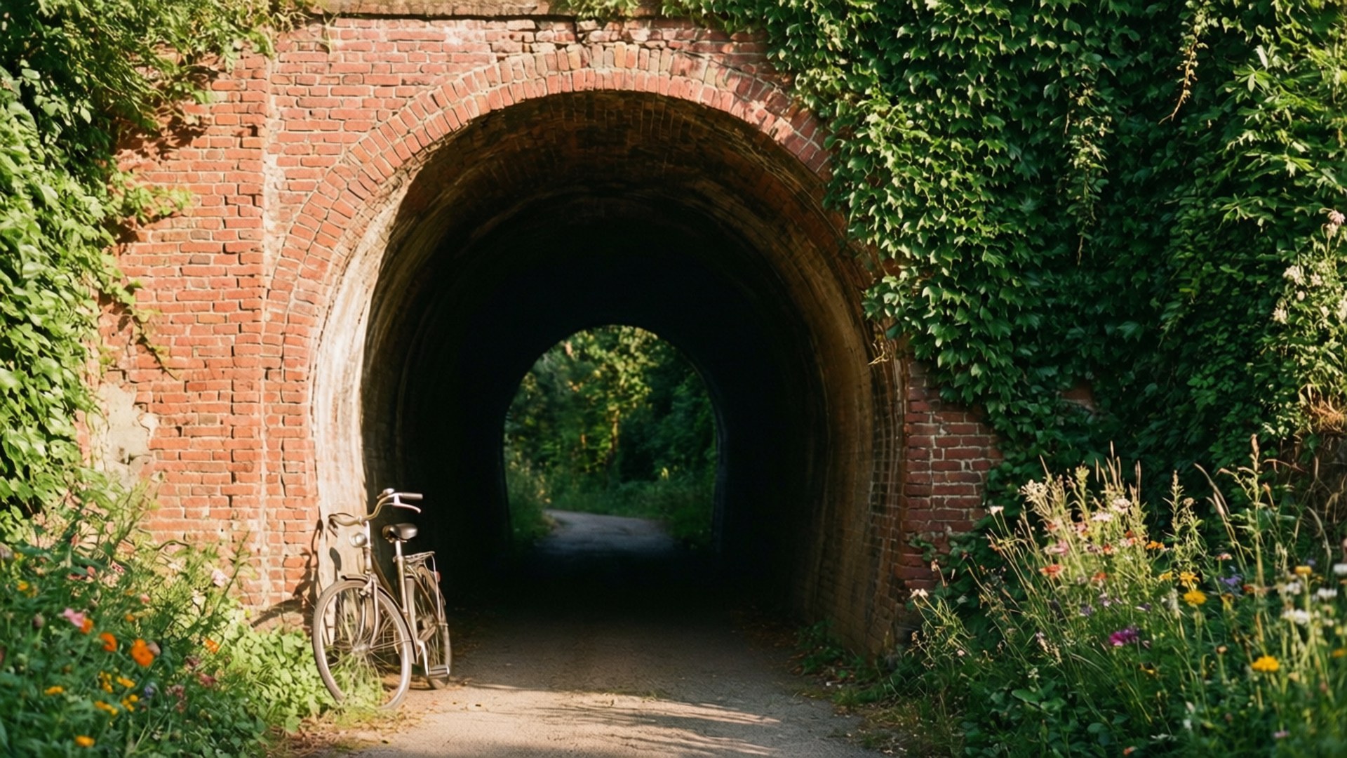 Bicycle by the Tunnel by Wallpapers.art Studio