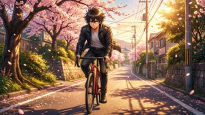 Bicycle Under Blossoms