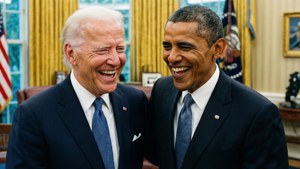 Biden and Obama Laugh