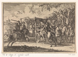 Bij Vaals wordt de koets van de heer Van Wagtendonck, resident der Staten-Generaal, aangevallen door Spaanse ruiters, 1668