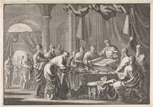 Bijeenkomst van de 72 vertalers van de wet op bevel van koning Ptolomeüs Philadelphus