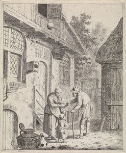Binnenplaats met boeren