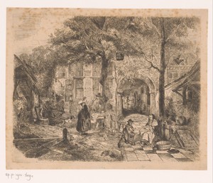 Binnenplaats van een Vlaamse herberg
