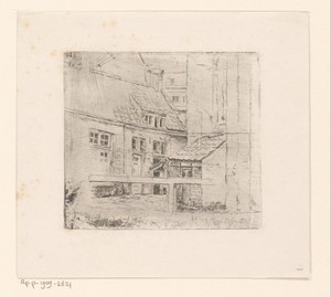 Binnenplaats van het Sint-Anna hospitium te Antwerpen met slagboom