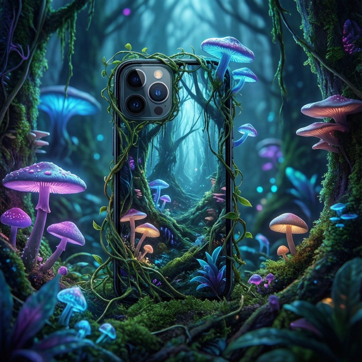 Bioluminescent Forest Phone by Wallpapers.art Studio