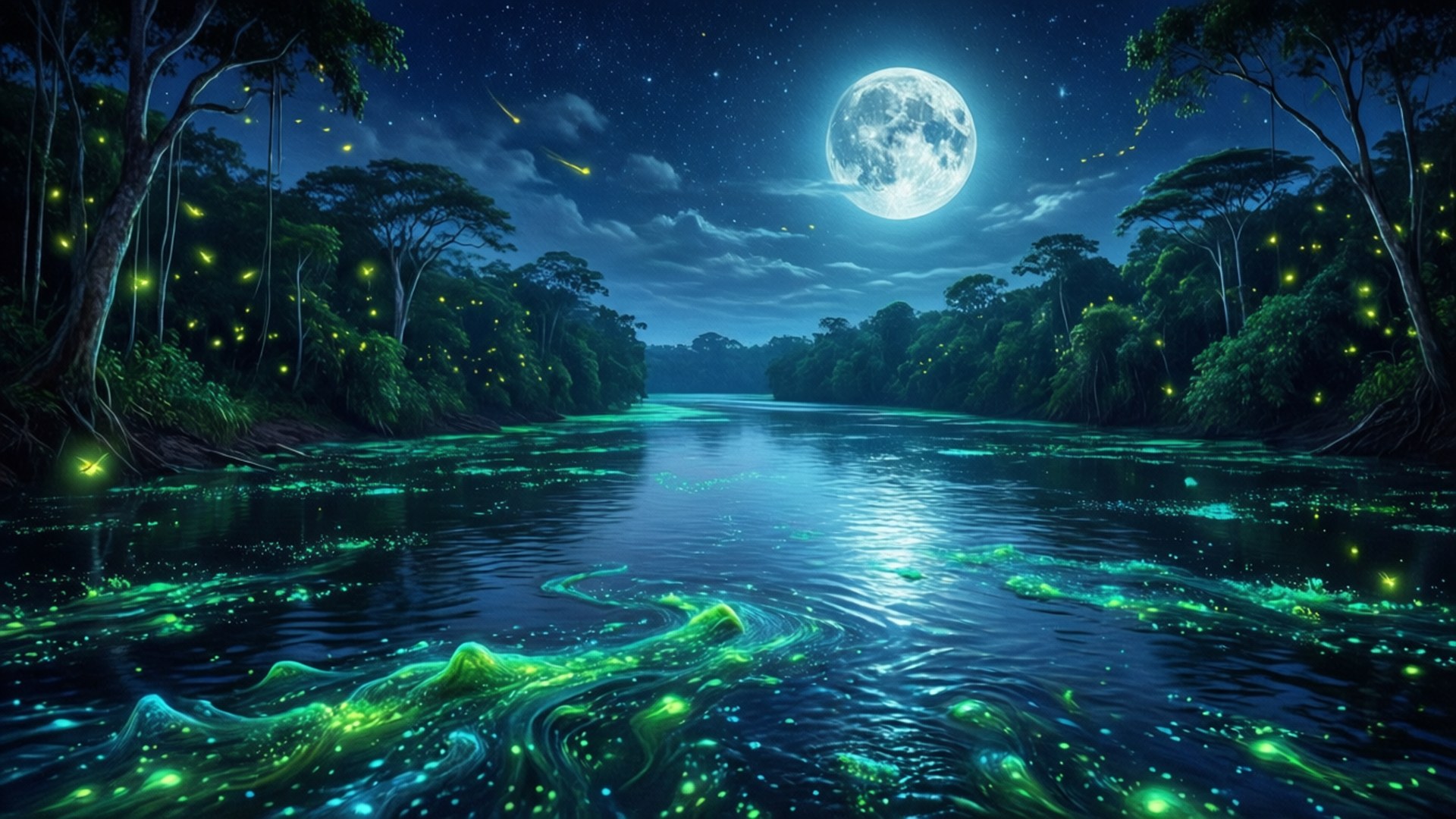 Bioluminescent Night by Wallpapers.art Studio