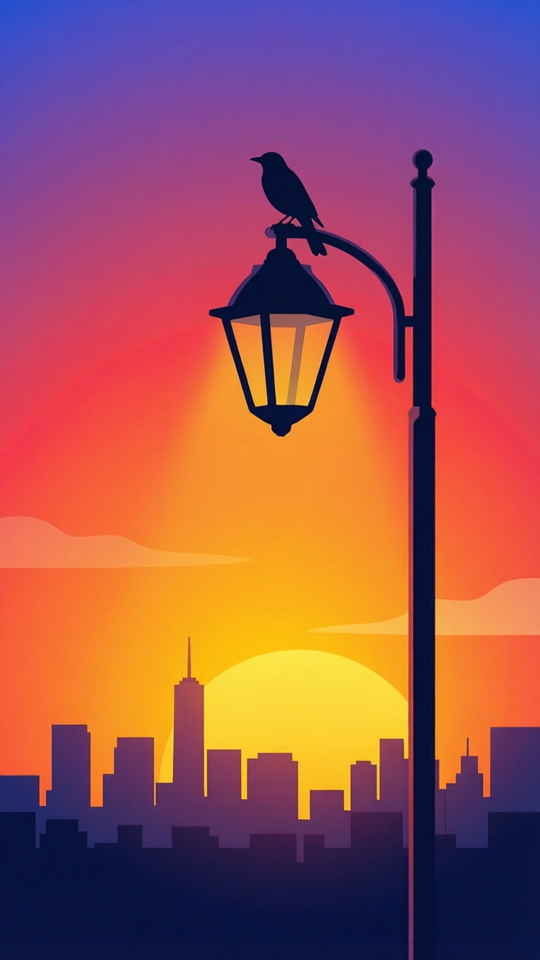Bird on Sunset Lamp by Wallpapers.art Studio