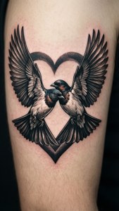 Birds in Heart Formation Tattoo