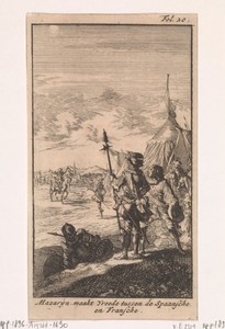 Bisschop Mazarin sluit het vredesverdrag van Cherasco, 1631
