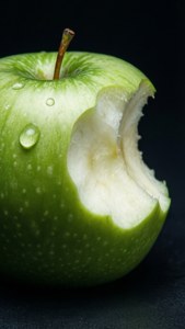 Bitten Green Apple Dramatic