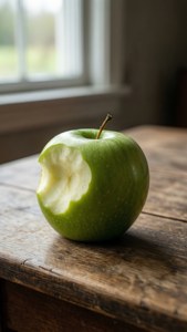 Bitten Green Apple Rustic